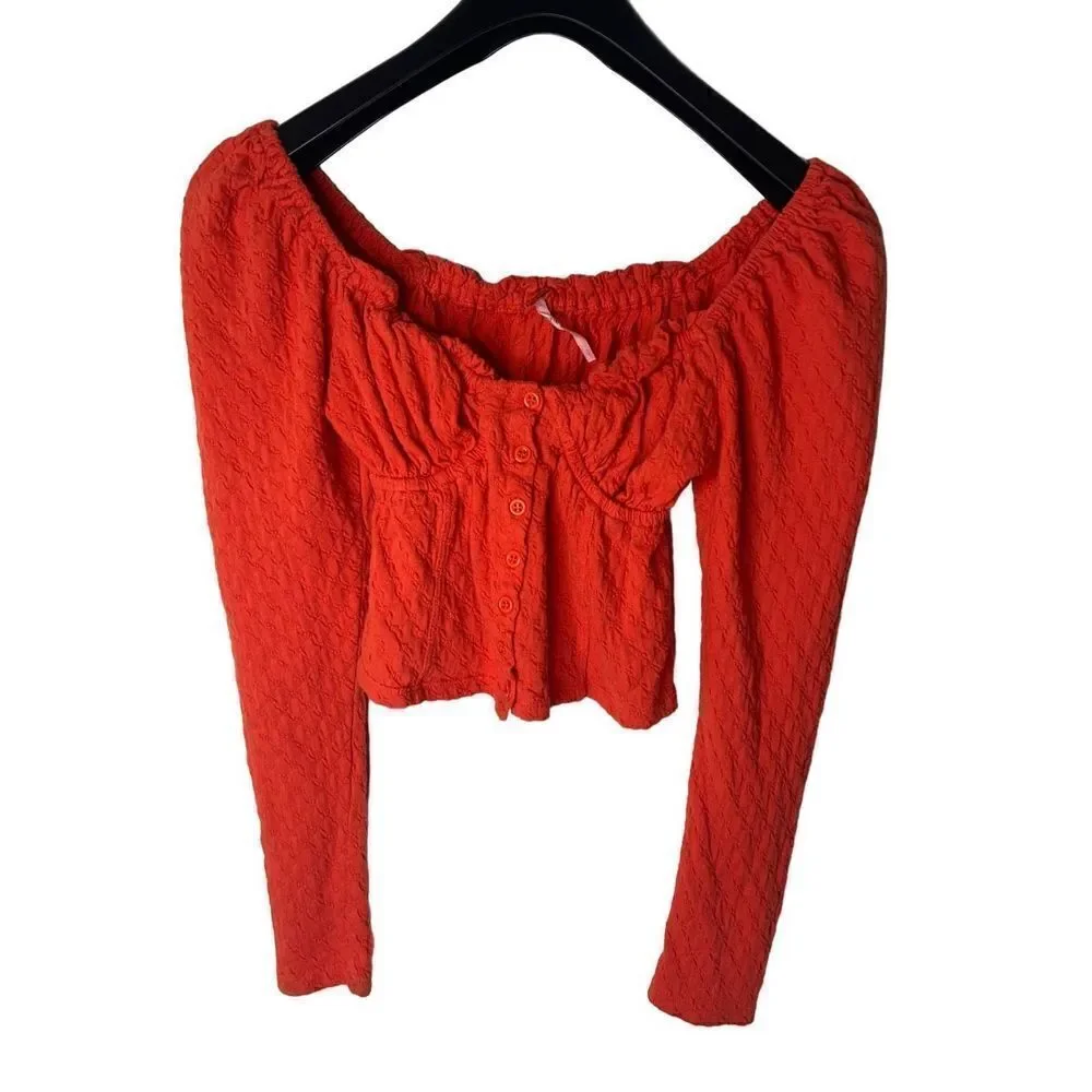 Free People Red Bustier Top boho orange size small